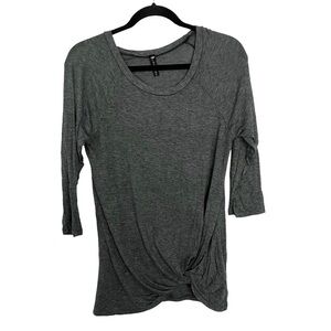 Casa Lee Gray Twisted Hem T Shirt Tee Large